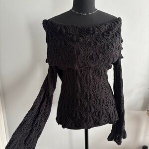 Elegant Black Off-Shoulder Sweater